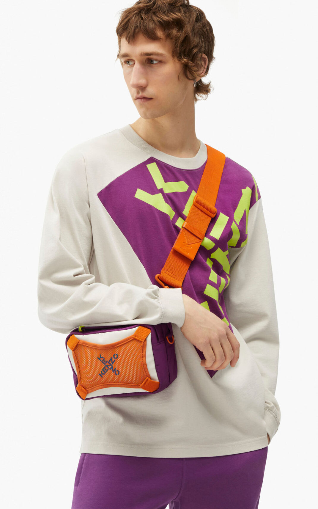 Kenzo Sport with strap Shoulder Bag Purple For Mens 0574FXZVY